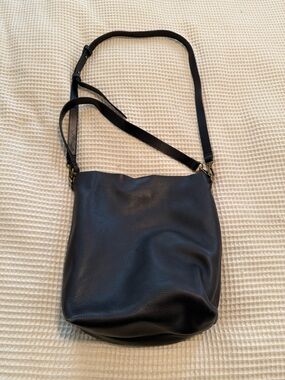 Madewell Black Leather Bucket Tote Crossbody Bag - Women's Shoulder Purse